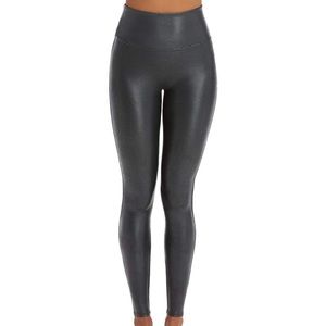 Spanx gray faux leather leggings size L